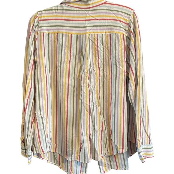 Torrid Women's Lizzie Rayon Crepe Button Down Long Sleeve Striped Shirt - Picture 7 of 7